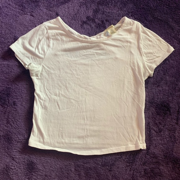 Bozzolo Tops - Soft White Crop Top w/ Twisted Back Cutout